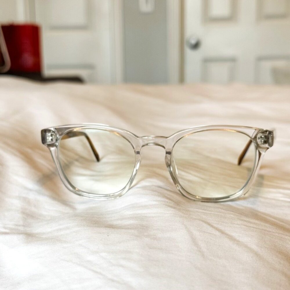 Felix Crystal with English Oak Warby Parker Eyeglasses